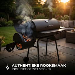 Lugia Houtskool BBQ met - Barbecue Smoker – 136 cm – Grote Grill 66x41 cm - Warmhoudrek – Zijtafel met Flessenopener – Zwart — thumbnail 2