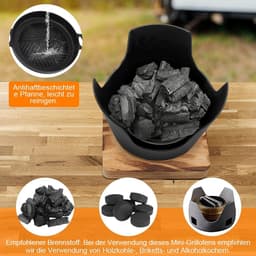 Draagbare Mini Grill - Tafel BBQ - Compact Grillen - Rookvrij Ontwerp - 844 Gram - Zwart — thumbnail 4