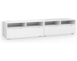 Modern Wit TV-Meubel (200 cm Breed) met Veel Opbergruimte - Lowboard voor Woonkamer