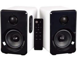 Actieve Bluetooth Boekenkast Speakers Wit met USB/SD en Afstandsbediening