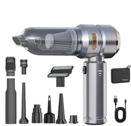 Sander Shop Mini Auto Stofzuiger,16000PA 4-in-1 snoerloze handheld stofzuiger met Brushless Motor Built-in 6000mAh batterij Type C Air Duster & Air Blower & pomp voor auto, kantoor-Zilver-goud — thumbnail 1