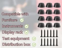 Zwarte rubberen voetjes voor snijplanken - Schroefbare rubberen buffers - Set van 12 - Roestvrijstalen schroeven — thumbnail 2