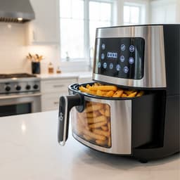 AG5300 Airfryer XXL Premium Zilver – 5.5L Hete Luchtfriteuse – Digitaal Display – 8 Programma’s – Anti-aanbak – Vaatwasserbestendig – Extreem Stil – Gezond Koken Zonder Olie – Inclusief Receptenboek — thumbnail 6