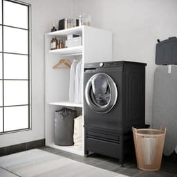 Wasmachine Verhoger - Met Lade - Comfortabel Werken - Inclusief Uittrekbaar Plateau - 65x60.5x42 cm - Zwart — thumbnail 3
