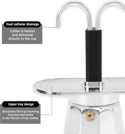 Espressomachine met 2 kopjes, klassiek Italiaans koffiezetapparaat met kookplaat, doe-het-zelf conduit koffiepot voor thuiscafé, 100 ml dubbele kop. — thumbnail 2