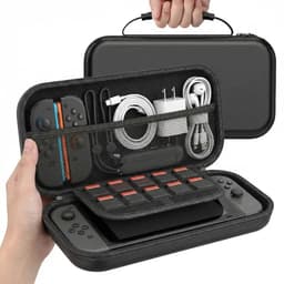 RENALUX Case Geschikt voor Nintendo Switch 2 - Hoesje Met opbergvak voor Games en Accessoires - Waterdicht en Schokbestendig - Zwart — thumbnail 1