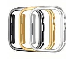 Zwart zilverkleurig en goudkleurig smartwatch beschermhoes set geschikt voor Apple Watch 40 mm serie SE / 4 / 5 / 6 driedelige harde PC case hol ontwerp decoratieve watch case