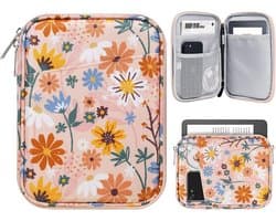 Tablethoes - E-reader Hoes - Lezen Onderweg - Waterdicht Polyester - 22x17x2 cm - Gele Bloemen