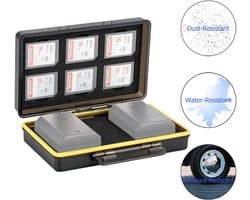 Geheugenkaart Batterij Houder - Opslag Case - Camera Accessoires - 2-in-1 Ontwerp - 12 x 8 x 3 cm - Zwart