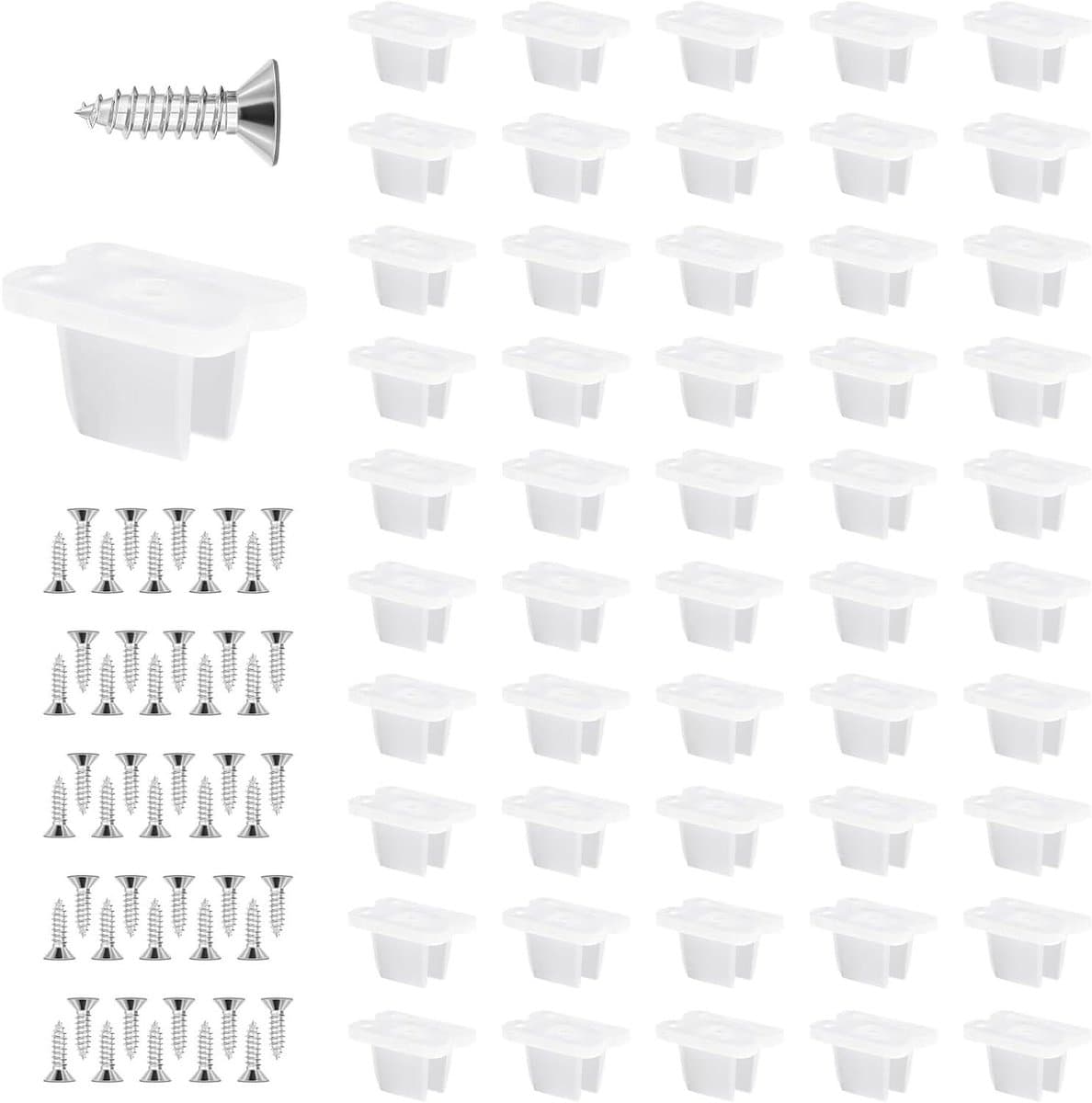Waterdichte LED-lichtstripclips - Montagebeugelclips - 50 stuks - Geschikt voor 5-6 mm siliconen LEDstriphouder - Inclusief schroeven - Transparant - Installatieaccessoires - Bevestigingsclips — afbeelding 1