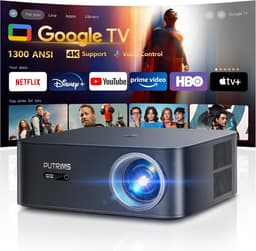MELVRA Beamer - 4K Beamer - Smart Google TV - 1200 ANSI Lumen - Netflix - Autofocus & Keystone - WiFi6 & Bluetooth - 300 inch - Outdoor & Daglicht - LED - Plafondmontage - Zwart — thumbnail 1