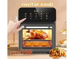 Heteluchtfriteuse – Airfryer - Airfryer Oven - 12L - 1350W - LED Touchscreen - Olievrije Heteluchtfriteuse - Multifunctioneel Convectoroven - Kijkvenster - Grote Capaciteit - Zwart