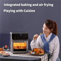 Heteluchtfriteuse – Airfryer - Airfryer Oven - 12L - 1350W - LED Touchscreen - Olievrije Heteluchtfriteuse - Multifunctioneel Convectoroven - Kijkvenster - Grote Capaciteit - Zwart — thumbnail 3