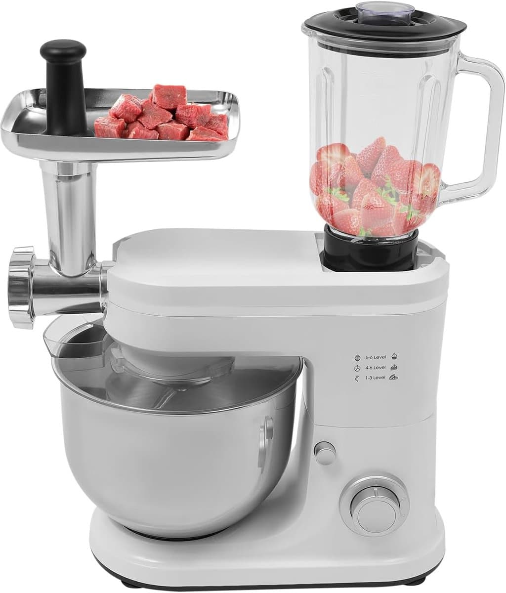 Keukenmachine - Keukenapparaat - Bakken en Mixen - 3-in-1 Multifunctioneel - 6L Kom - Wit — afbeelding 1