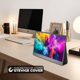 Portable Monitor + Over Ear Koptelefoon - Games / Presentaties / Smartphone / Laptop - Full HD - 15.6" - Draagbare Monitor Scherm - Inclusief AUX / HDMI / Lederen Hoes / USB-C — thumbnail 5