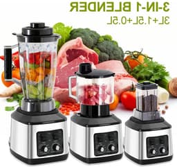 Premium - Blender Voedselprocessor 3 Liter - 950W - Inclusief Vleesmolen - Sapcentrifuge - Multifunctionele Keukenmachine - Rood Zwart - Geschikt voor Thuisgebruik — thumbnail 1