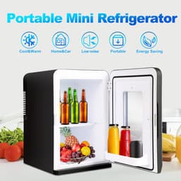 Mini koelkast - 15L Minibar - Koel & warm - AC/DC 230V/12V - Draagbare Mini Autokoelkast - Voor Auto, Kantoor, Camping & Thuis Eten, Drinken - Zwarte — thumbnail 8