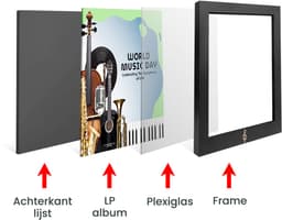 Lost In Music Vinyl Wissellijst - LP Lijst voor aan de Muur - LP Houder - Zwart - Inclusief Bevestigingsmateriaal — thumbnail 3