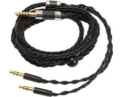 Hoofdtelefoonkabel 4.4mm Gebalanceerd naar Dubbel 3.5mm - Verzilverde Audiokabel 1.2m