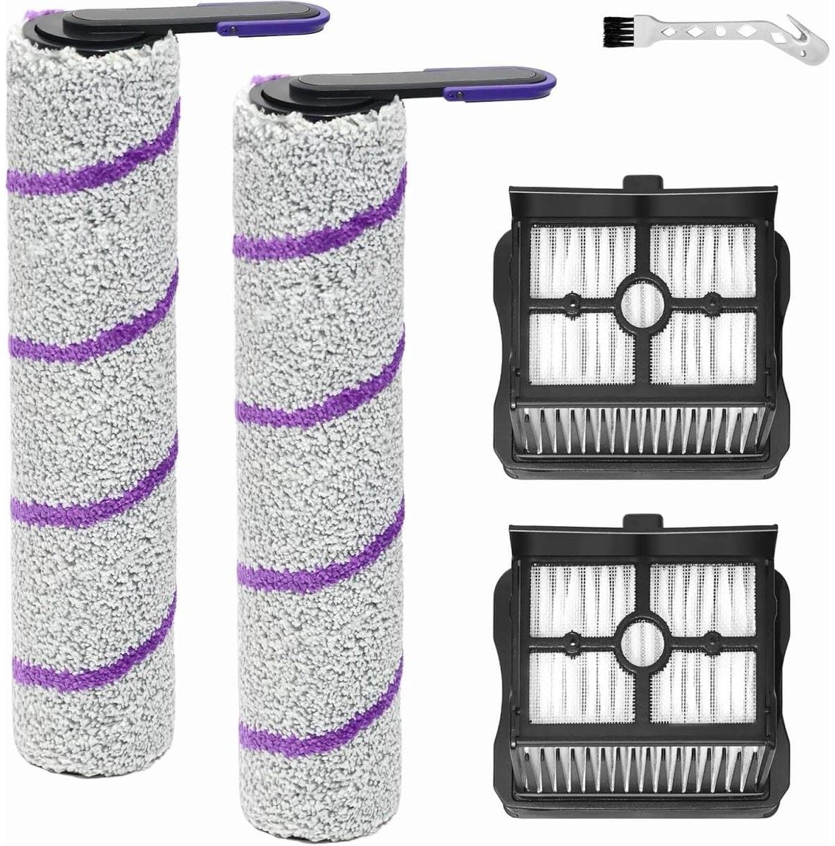 Stofzuigeraccessoires - Vervangende rolborstels - Nat en droog gebruik - Inclusief 2 rolborstels, 2 filters en 1 reinigingsborstel - Geschikt voor Rowenta X-Clean 10 en Narwal S20 Pro — afbeelding 1