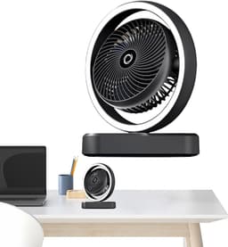 Stille Tafelventilator - Persoonlijke Koeler - Bureau Verkoeling - Sfeerverlichting Ingebouwd - 232 cm Breed - Zwart — thumbnail 5