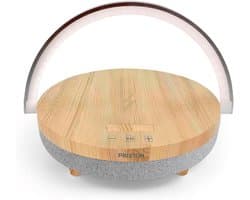 Draadloze Oplaadbare Bluetooth Speaker met LED Nachtlamp en Telefoonhouder op Bureau