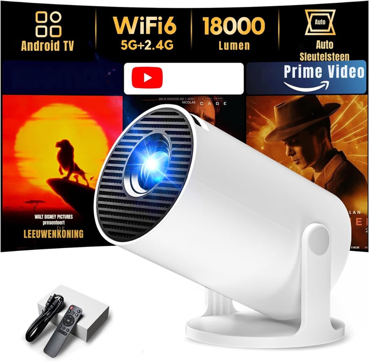 Zyrex® Draagbare beamer - Beamer - Projector - Mini Beamer - Wit - 14cm x 8cm x 9cm — afbeelding 1