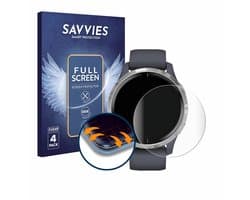 Savvies - Screenprotector voor Garmin Venu (43 mm) - Folie Beschermfolie transparant volledig dekking 4 Stuks