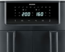 Severin FR 2463 Black Line Dual - Dubbele airfryer - Hetelucht friteuse - Touchscreen - 2x 4 liter - 11 Automatische programma's - Sync cook & finish – Zwart — thumbnail 3