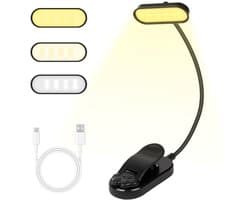 LED Clip-on Lezen Lamp met 3 Kleurinstellingen en Dimbare Helderheid
