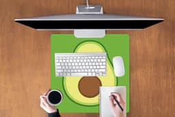 Muismat XXL 60x60 cm - Bureau onderlegger - Bureau mat Avocado - Groen - Speels - Bureaumat - Gaming mousepad xl - Bureaulegger groot - Computer deskmat — thumbnail 3