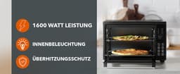 Heinrich´s HMO 8402 Mini-oven met hete lucht - 30L – met touch-bediening - kleine oven met draaispit, airfryer-inzetstuk – binnenverlichting - 1600W — thumbnail 12