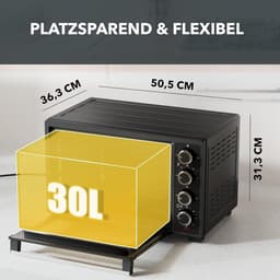 Heinrich´s HMO 8401 Mini-oven met hete lucht - 30L - kleine oven met draaispit, airfryer-inzetstuk – binnenverlichting - 1600W — thumbnail 7