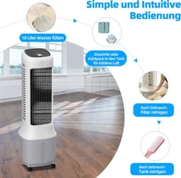 Torenluchtkoeler met 10 liter waterreservoir en wifi, 38 W, 24 snelheden en 3 windmodi — thumbnail 5