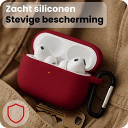 Hoes - Geschikt voor Apple Airpods Pro 3 - Siliconen Hoesje met Clip - Silicone Case Cover - Wijnrood — thumbnail 4