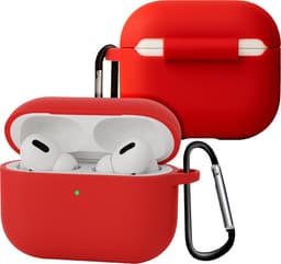 Case - Geschikt voor Apple Airpods Pro 3 - Siliconen Hoes met Clip - Silicone Hoesje Cover - Rood — thumbnail 1
