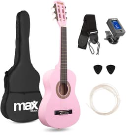 Kinder gitaar - MAX SoloArt akoestische gitaar 1/4 - Met gratis muzieklessen en accessoires - Roze — thumbnail 1