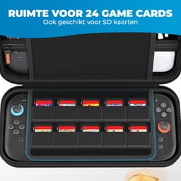 Opberghoes geschikt voor Nintendo Switch 2 - Hard Case - Beschermhoes - Ruimte voor 24 Games - Ritsvak & Schermprotectie - Opbergtas - Zwart — thumbnail 3