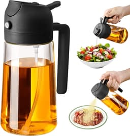 450ml-olie-sprayfles-olie-azijnstellen-glas-olijfolie-sprayer-olie-sprayer-keukengereedschap-bbq-accesoires-oliespuit-glazen-oliespray-voor-airfryers-en-salades-herbruikbaar-en-vaatwasserbestendig-zwart — thumbnail 1