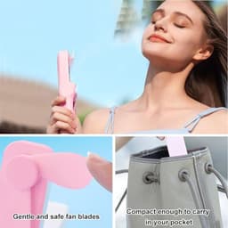 Draagbare Mini Handventilator - Oplaadbare, Inklapbare USB Ventilator - Stil en Compact - Perfect voor Bureau, Reis en Buiten (Roze) — thumbnail 4