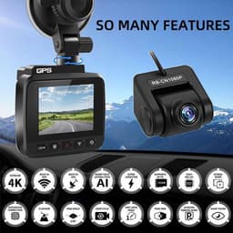 4K 1080P auto-dashcam met dubbele lenzen, ingebouwde GPS, wifi en meer — thumbnail 5