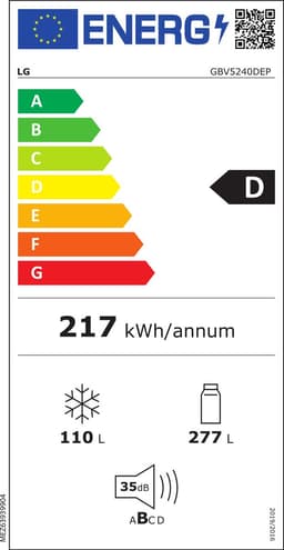 LG GBV5240DEP koel-vriescombinatie Vrijstaand 387 l D Zwart — thumbnail 2