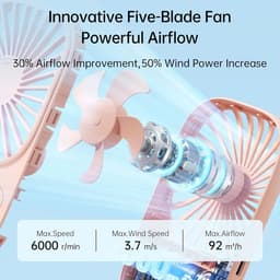 Mini Draagbare Ventilator - USB Oplaadbare Wimperventilator met 3 Snelheden - Ideaal voor Kantoor, Reizen en Make-up — thumbnail 2