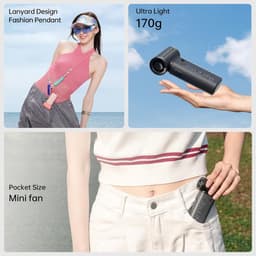 Draagbare Mini USB Ventilator - 5000 mAh, 5 Snelheden, Perfect voor Persoonlijk Gebruik, Reizen en Camping - Zwart — thumbnail 5