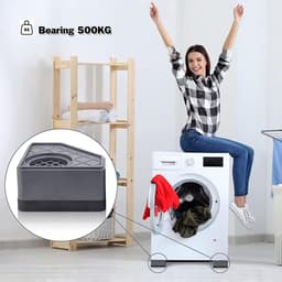 JeiibrZui Antivibratiematten Voor Wasmachine - Rubberen Mat Voor Wasmachine En Droger - Trillingsdemping En Antislipfunctie - 4 Stuks - Voor Huishoudelijke Apparaten Grijs — thumbnail 5