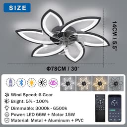 Moderne Plafondventilator met Dimbare LED Verlichting en Afstandsbediening voor Woonkamer en Slaapkamer — thumbnail 3