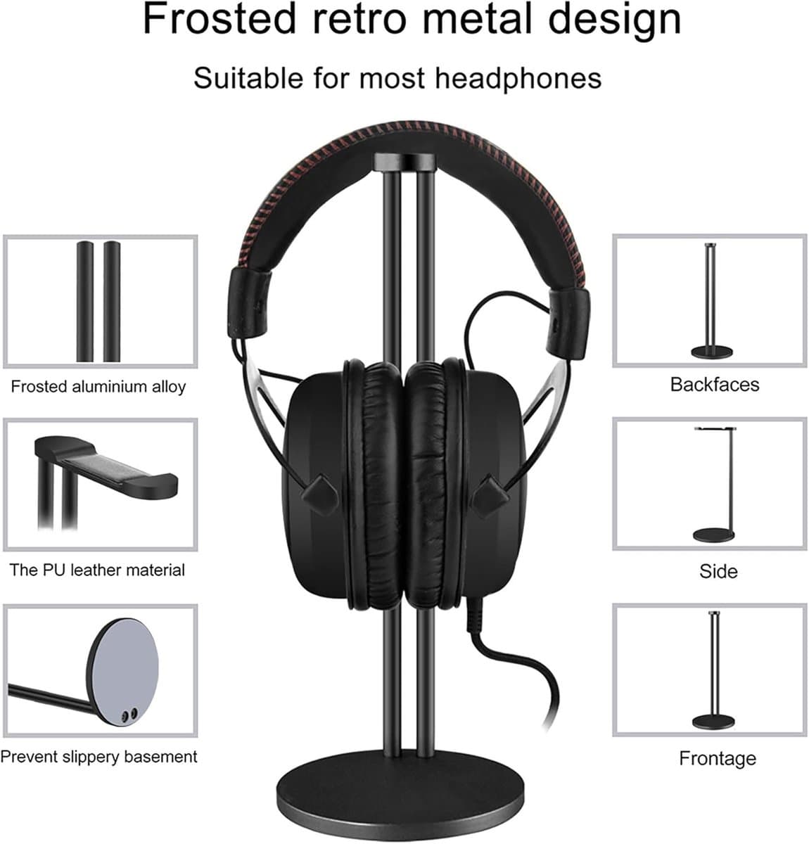 Hoofdtelefoonstandaard – Aluminium - Universeel – Stevige basis – Zwart — afbeelding 1