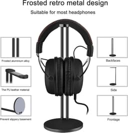 Hoofdtelefoonstandaard – Aluminium - Universeel – Stevige basis – Zwart — thumbnail 1