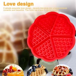 Siliconen Wafelvormen Set voor Airfryer - Hartvormig - 4 en 5 Putjes - Rood - Bakvormen voor Wafels, Muffins en Cake - Creatief Bakken — thumbnail 9