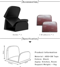 Wandbevestiging voor Headset en Fitness Accessoires - Universele Houder voor Hoofdtelefoon en Pilates Ring - Set van 2 - Zwart. — thumbnail 4